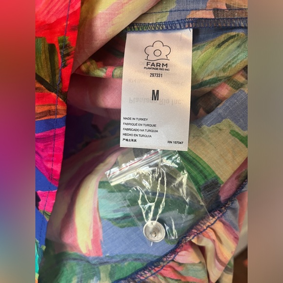 Farm Rio Blue Bananamix Puff Sleeve Midi Dress - Picture 6 of 8